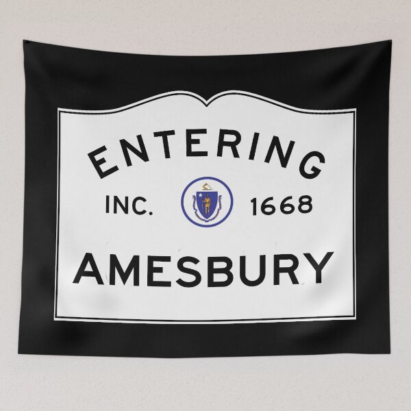 Item preview, Entering Amesbury Massachusetts - Commonwealth of Massachusetts Road Sign  designed and sold by NewNomads.