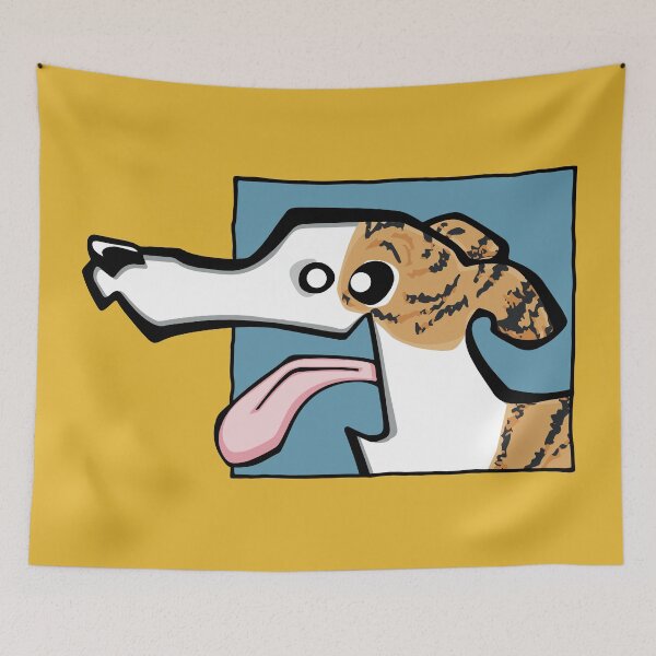Item preview, Greyhound - Light Brindle and White (Face) YELLOW BG designed and sold by TheChicken.