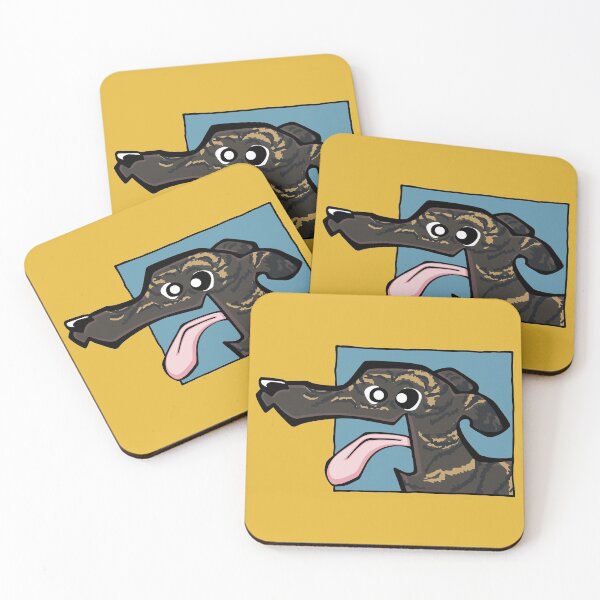 Item preview, Greyhound - Dark Brindle (Face) YELLOW BG designed and sold by TheChicken.