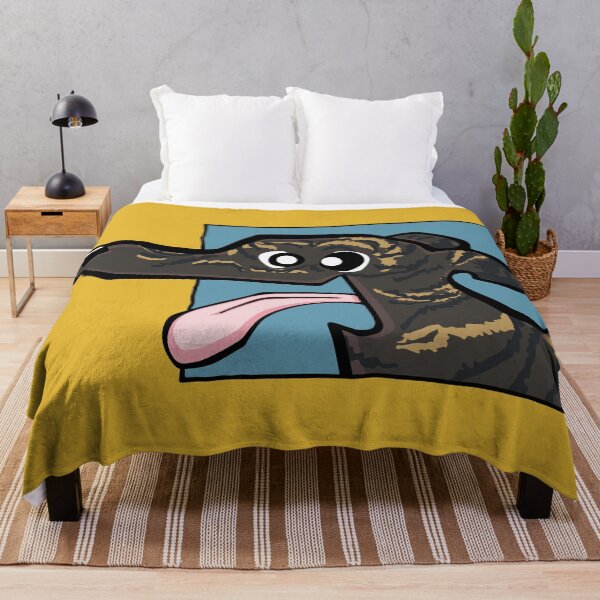 Item preview, Greyhound - Dark Brindle (Face) YELLOW BG designed and sold by TheChicken.