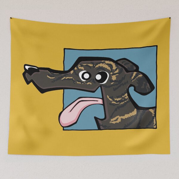 Item preview, Greyhound - Dark Brindle (Face) YELLOW BG designed and sold by TheChicken.