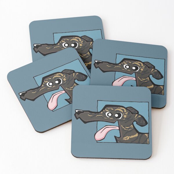 Item preview, Greyhound - Dark Brindle (Face) BLUE BG designed and sold by TheChicken.