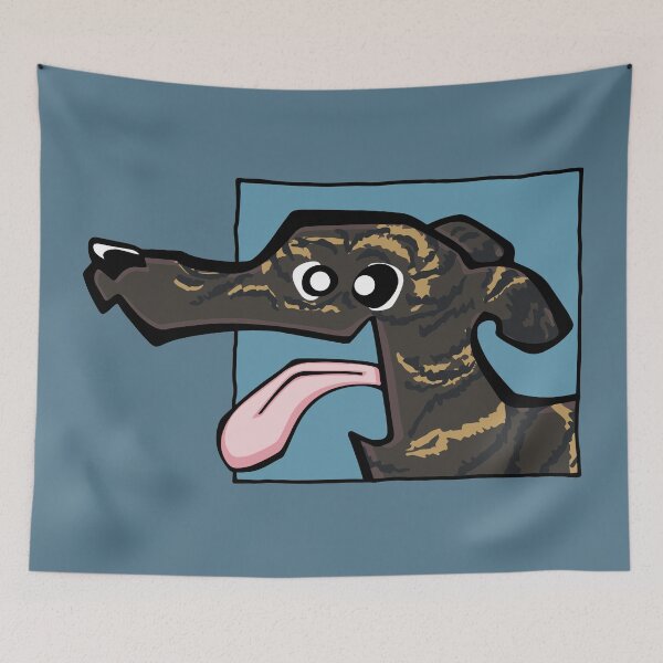 Item preview, Greyhound - Dark Brindle (Face) BLUE BG designed and sold by TheChicken.