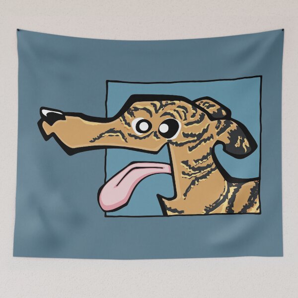 Item preview, Greyhound - Light Brindle (Face) BLUE BG designed and sold by TheChicken.