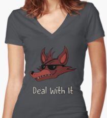 Five Nights at Freddy's - FNAF - Foxy - Deal With It Women's Fitted V-Neck T-Shirt