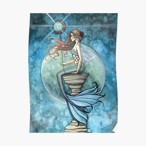 "Jade Moon" Mermaid Art by Molly Harrison Poster