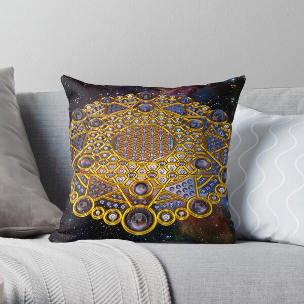 Flower of life Grid Healing Code Throw Pillow