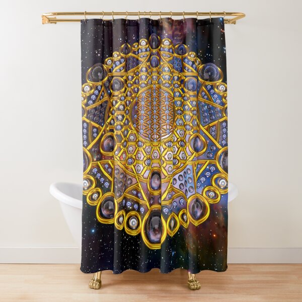Flower of life Grid Healing Code Shower Curtain