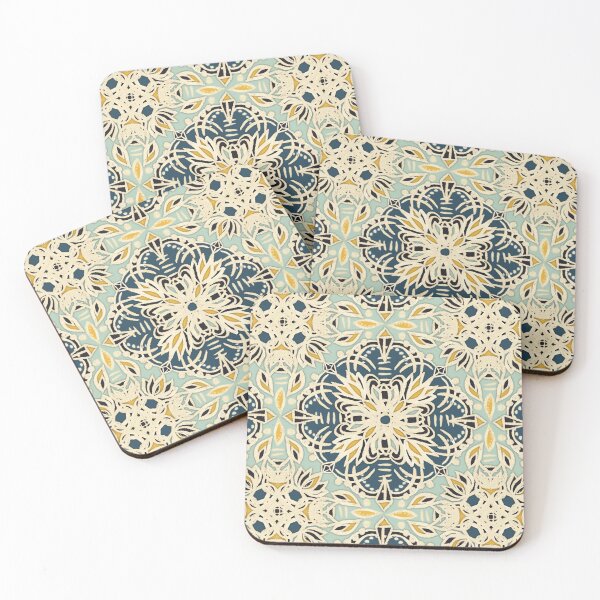 Item preview, Protea Pattern in Deep Teal, Cream, Sage Green & Yellow Ochre designed and sold by micklyn.