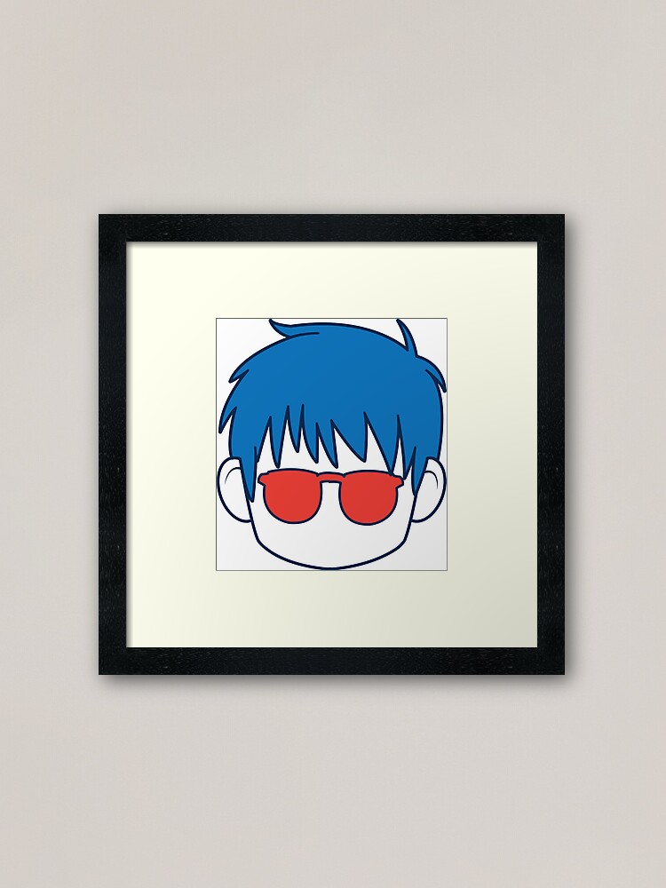 Carte de vœux for Sale avec l'œuvre « Génial Anime garçon aux cheveux bleus  et lunettes de dessin animé » de l'artiste elbakr