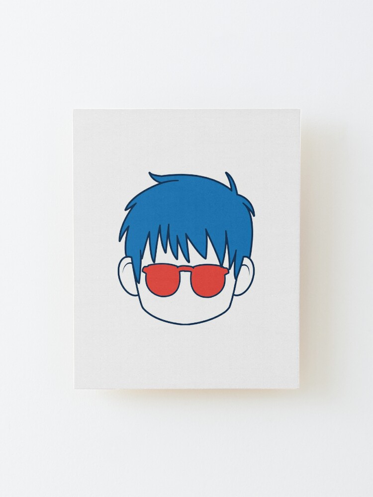 awesome anime boy with blue hair and glasses cartoon mounted print by elbakr redbubble awesome anime boy with blue hair and glasses cartoon mounted print by elbakr redbubble