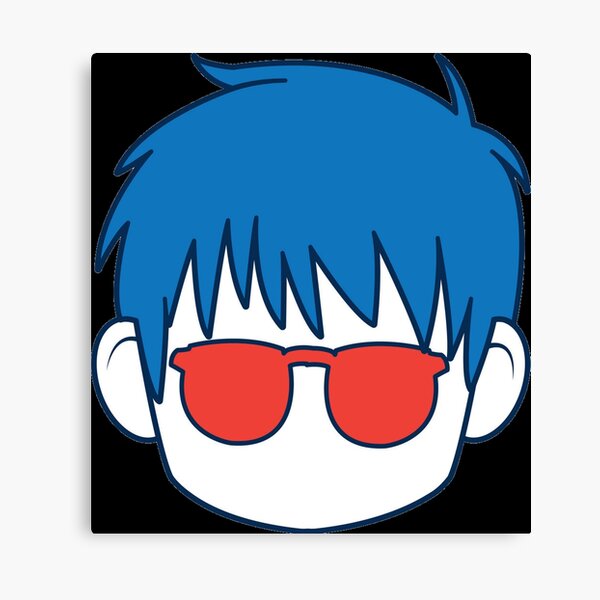 Cute Anime Boy Blue Hair And Glasses Cartoon Canvas Print By Elbakr Redbubble