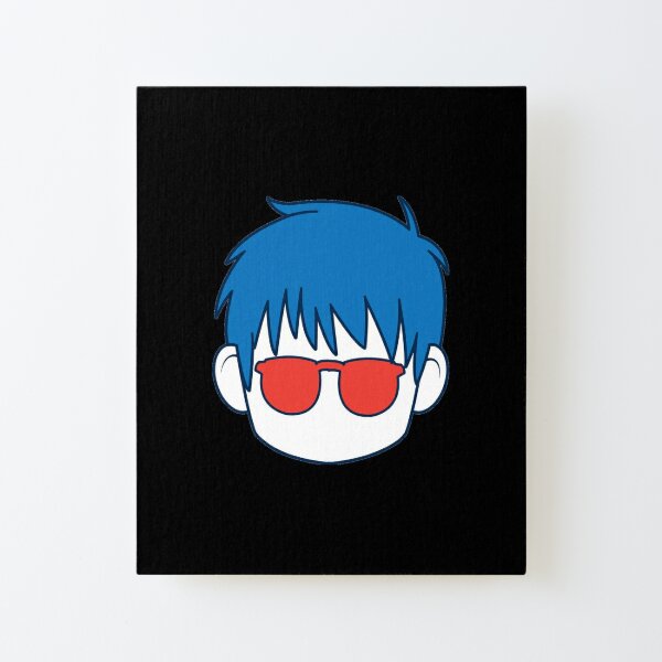 Carte de vœux for Sale avec l'œuvre « Génial Anime garçon aux cheveux bleus  et lunettes de dessin animé » de l'artiste elbakr