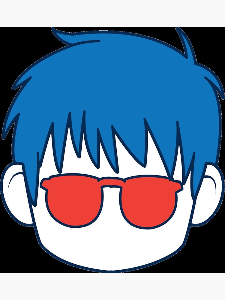 Cute Anime Boy Blue Hair And Glasses Cartoon Greeting Card By Elbakr Redbubble