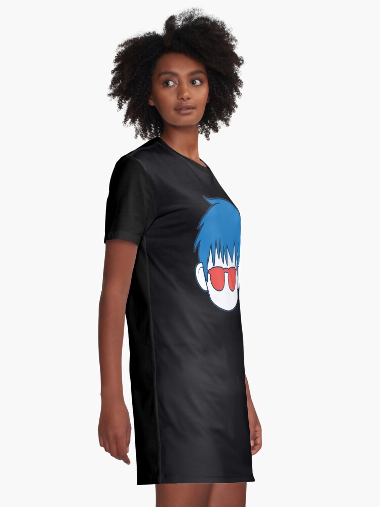 Cute Anime boy, blue hair and glasses cartoon Graphic T-Shirt Dress for  Sale by elbakr
