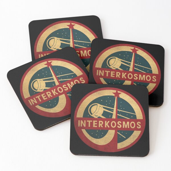 Vintage Interkosmos space program Sputnik Satellite Coasters (Set of 4)