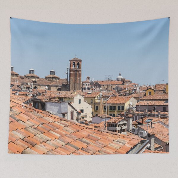 Item preview, Classic Venetian - Terracotta Rooftops with San Salvador Church and the Three Distinctive Cupola Lanterns designed and sold by Georgia Mizuleva.
