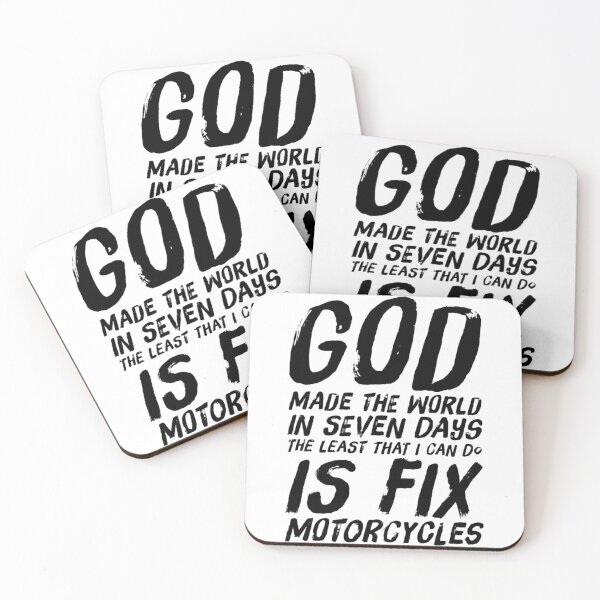 Item preview, God Made The World In Seven Days The Least That I Can Do Is Fix Motorcycles Black Text designed and sold by TWMBDesigns.