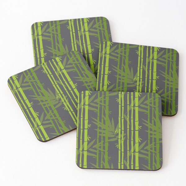 Item preview, Lime Green Bamboo and Leaves Pattern on Grey designed and sold by HotHibiscus.