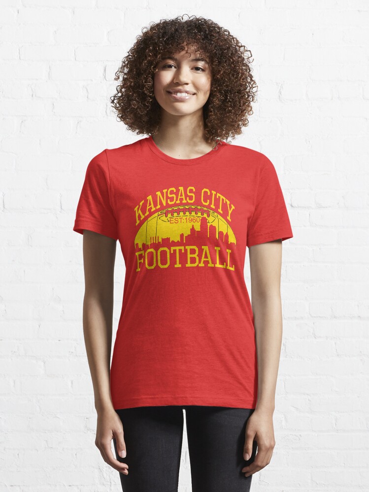 Alternate view of Kansas City Football KC Fan Red & Yellow Kc Football Kingdom Essential T-Shirt