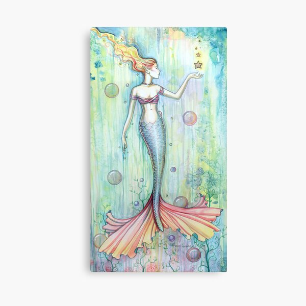 "Bubbles" Mermaid Art by Molly Harrison Canvas Print