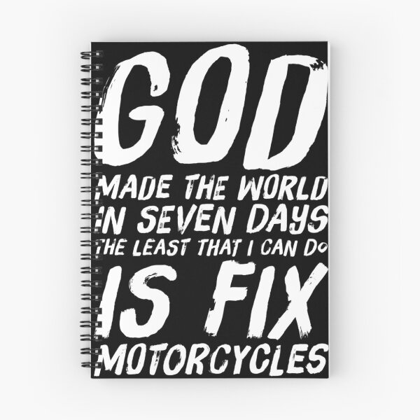 Item preview, God Made The World In Seven Days The Least That I Can Do Is Fix Motorcycles White Text designed and sold by TWMBDesigns.
