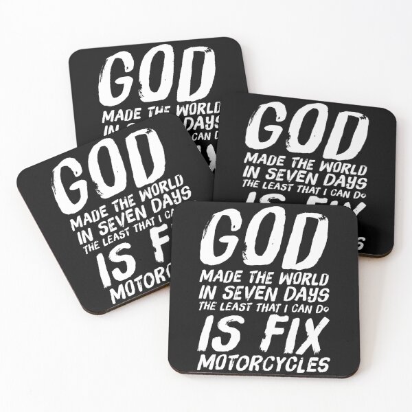 Item preview, God Made The World In Seven Days The Least That I Can Do Is Fix Motorcycles White Text designed and sold by TWMBDesigns.