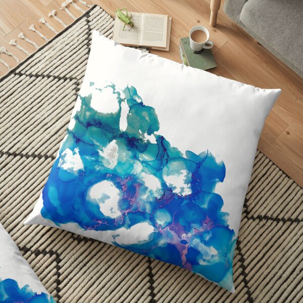 Inking with Blues Floor Pillow