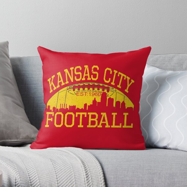 Vintage Classic Kansas City Football KC Fan Red & Yellow Kc Football Kingdom Throw Pillow