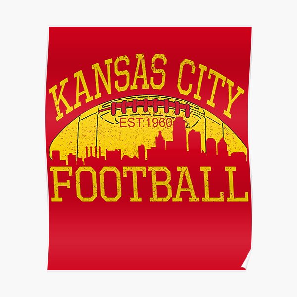 Vintage Classic Kansas City Football KC Fan Red & Yellow Kc Football Kingdom Poster