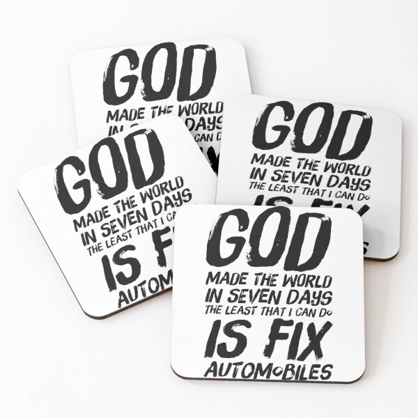Item preview, God Made The World In Seven Days The Least That I Can Do Is Fix Automobiles Black Text designed and sold by TWMBDesigns.