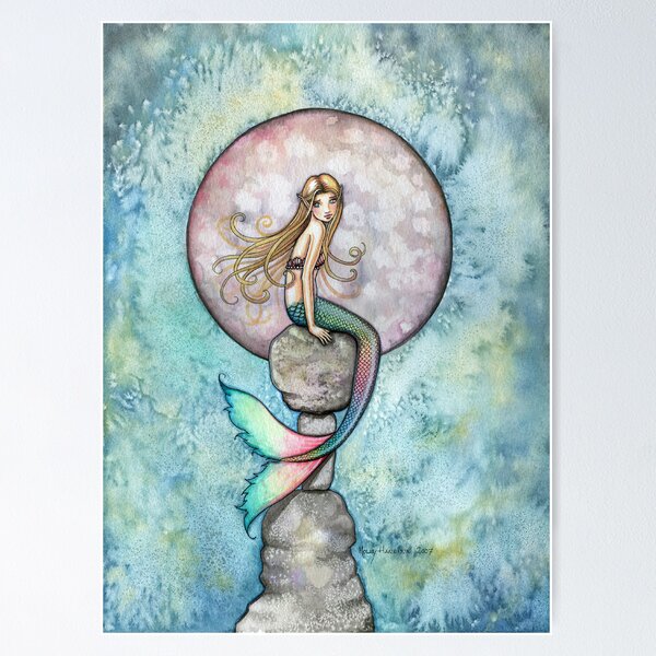 Item preview, "Sinking Moon" Mermaid Art by Molly Harrison designed and sold by Molly  Harrison.