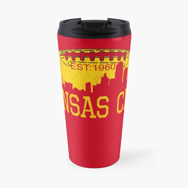 Classic Vintage Red & Yellow KC Kansas City Football Travel Mug