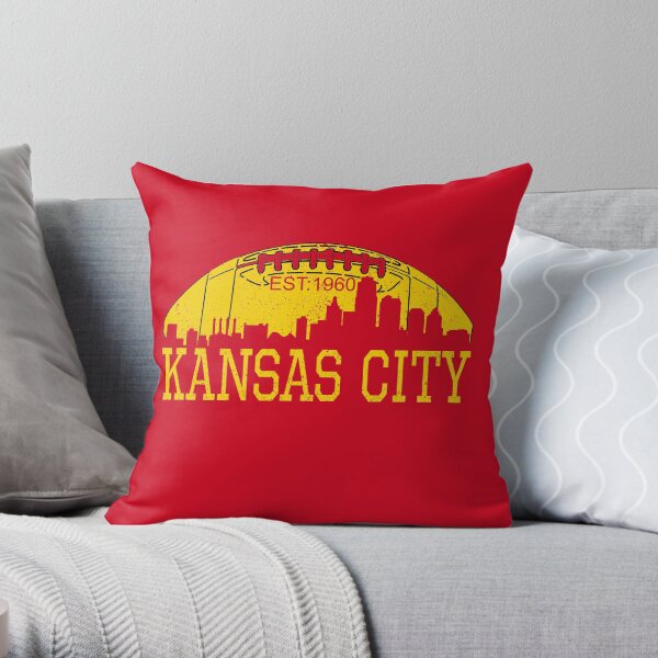 Classic Vintage Red & Yellow KC Kansas City Football Throw Pillow