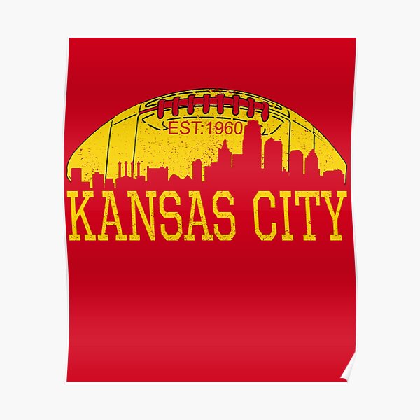 Classic Vintage Red & Yellow KC Kansas City Football Poster