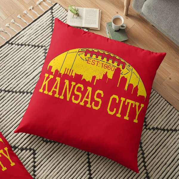 Classic Vintage Red & Yellow KC Kansas City Football Floor Pillow