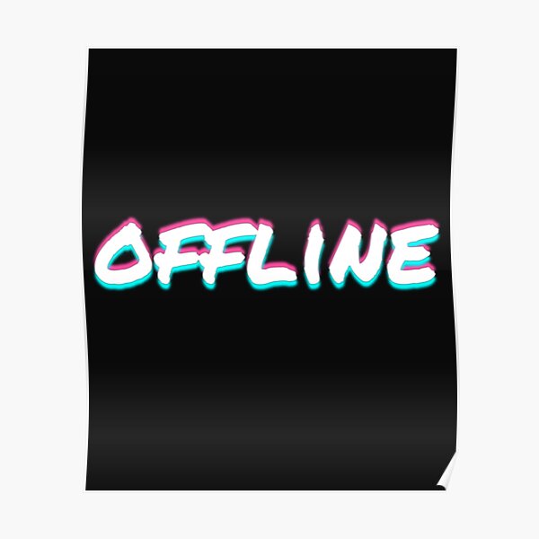 Offline Vaporwave Glitch Art Poster