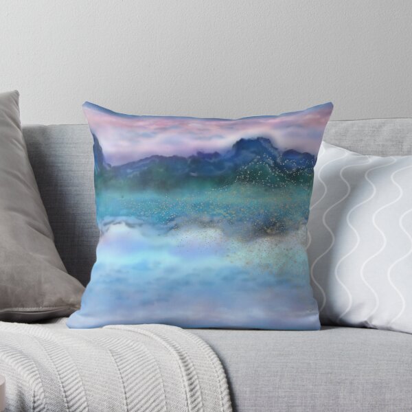 Bubbly Ink Mirror Mountain Throw Pillow