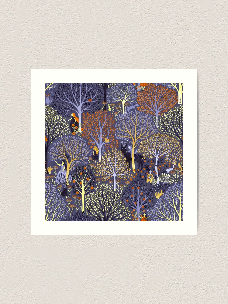 Alternate view of Magical Forest in blue Art Print