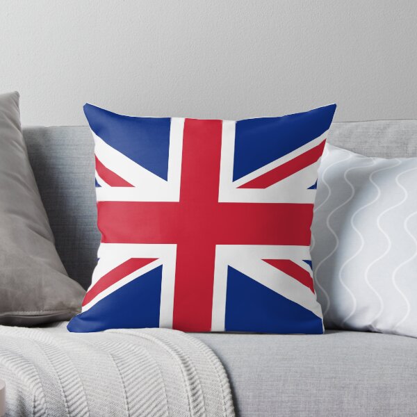 UK Union Jack ensign flag - Authentic version (Duvet, Print on Red background) Throw Pillow