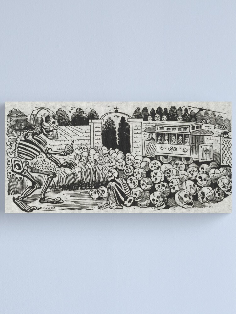 Alternate view of Grand electric skull by Jose Guadalupe Posada Canvas Print