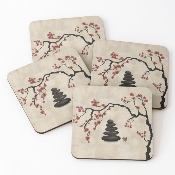 Item preview, Zen stones Sakura Tree designed and sold by k9printart.