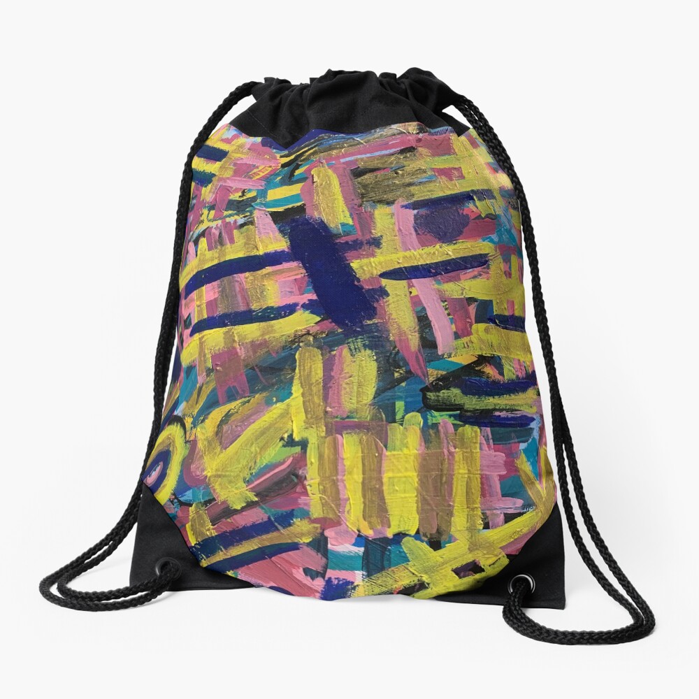 Chaos of Abstract Geometric Lines Drawstring Bag