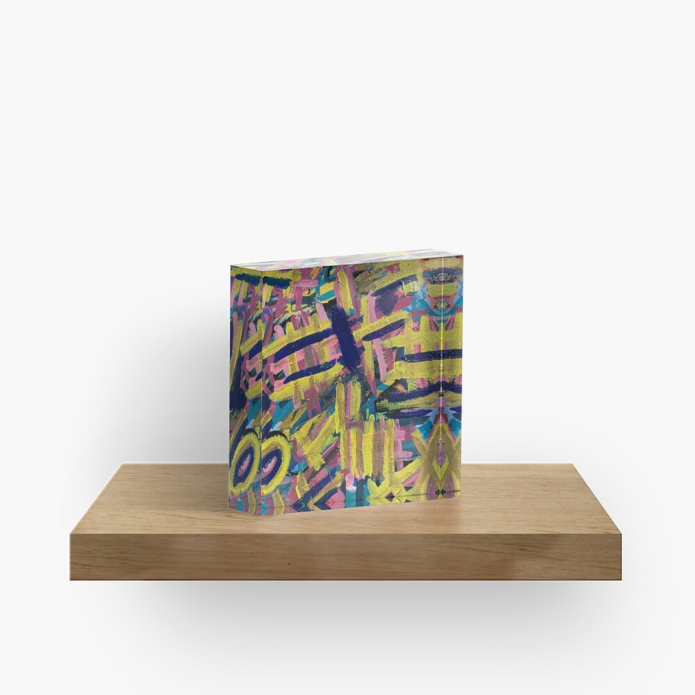 Chaos of Abstract Geometric Lines Acrylic Block