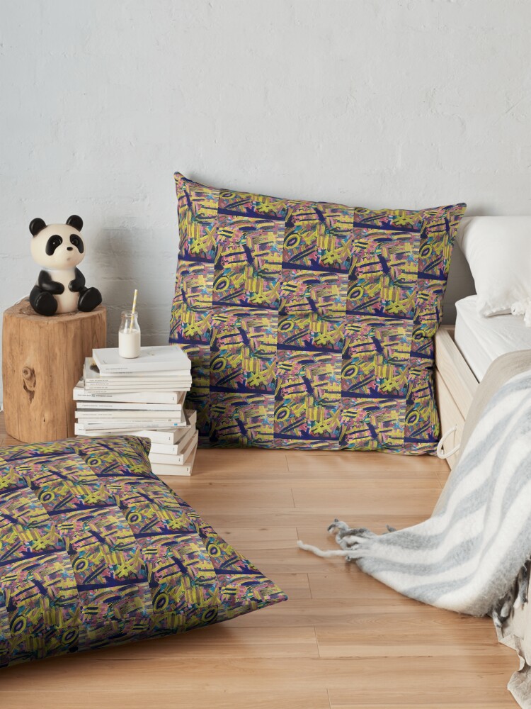 Alternate view of Chaos of Abstract Geometric Lines Floor Pillow