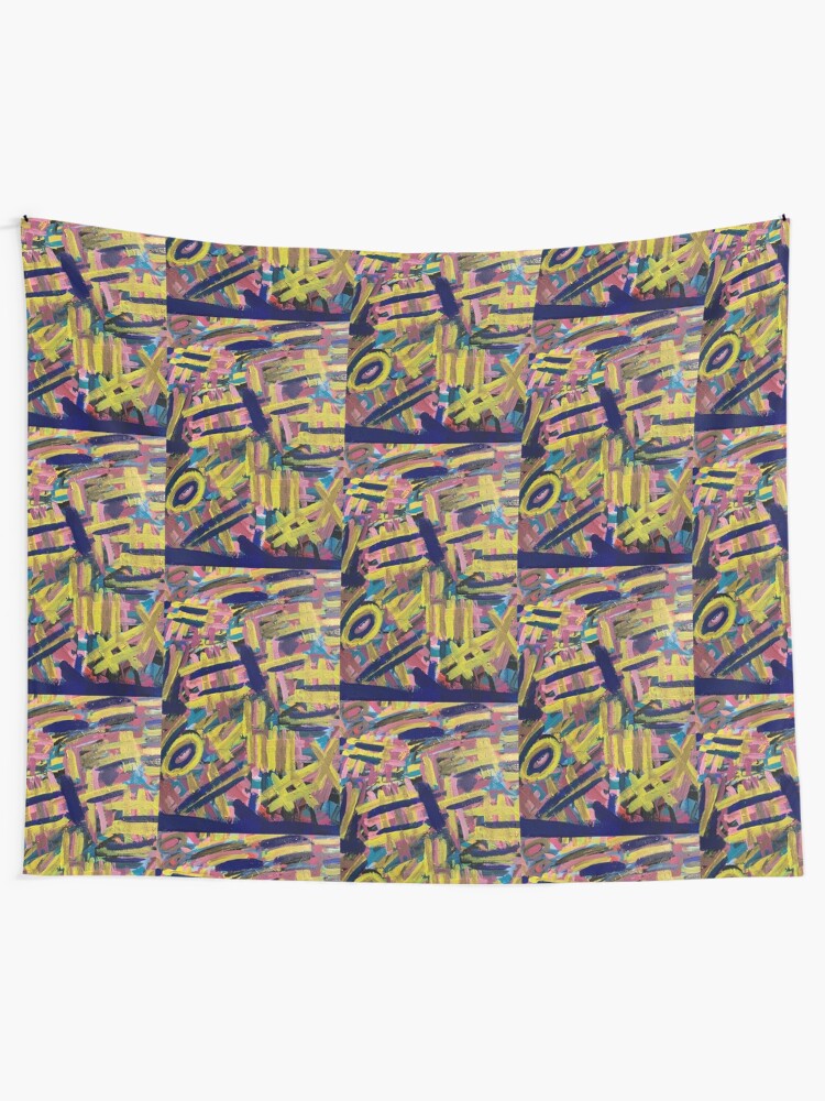Alternate view of Chaos of Abstract Geometric Lines Tapestry