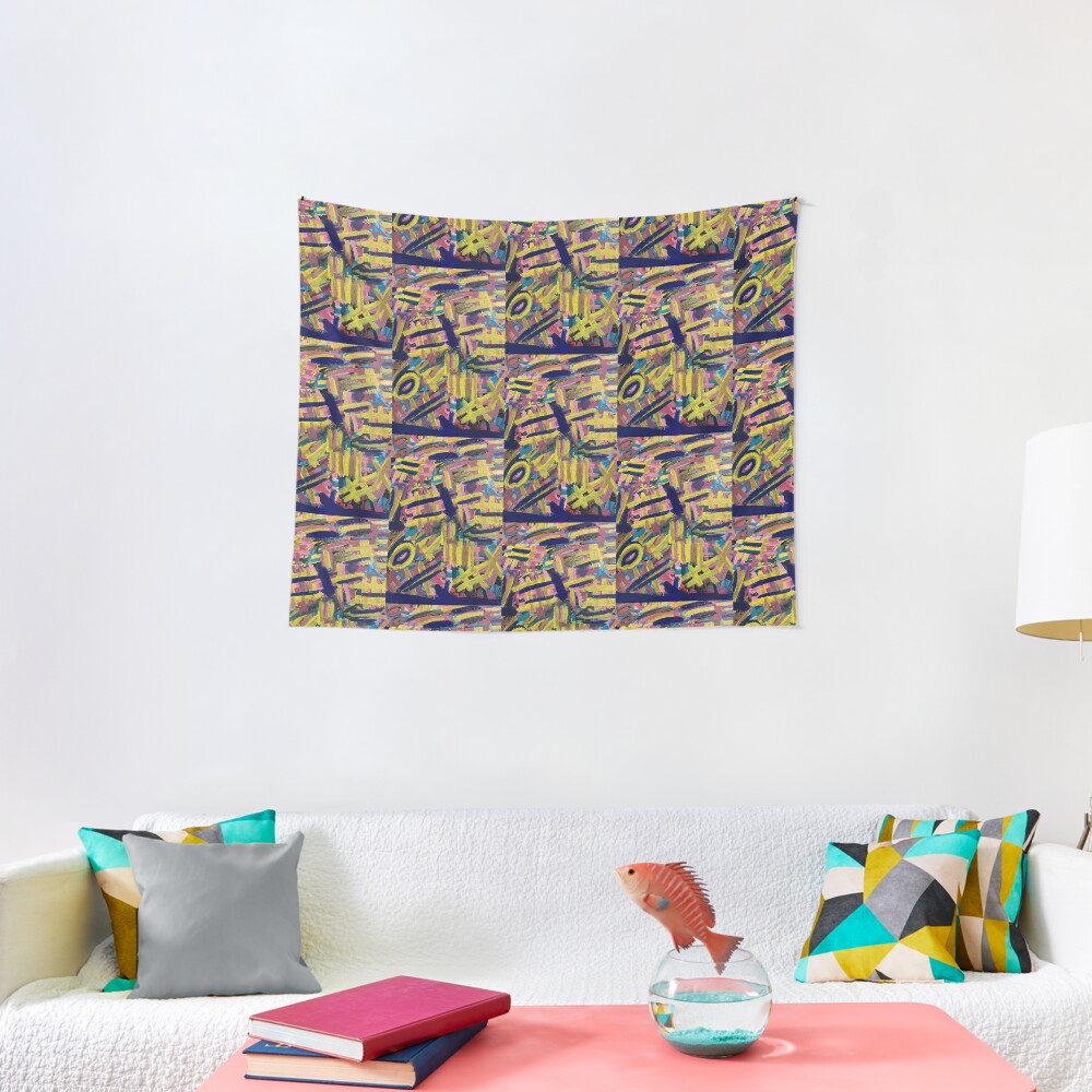 Chaos of Abstract Geometric Lines Tapestry