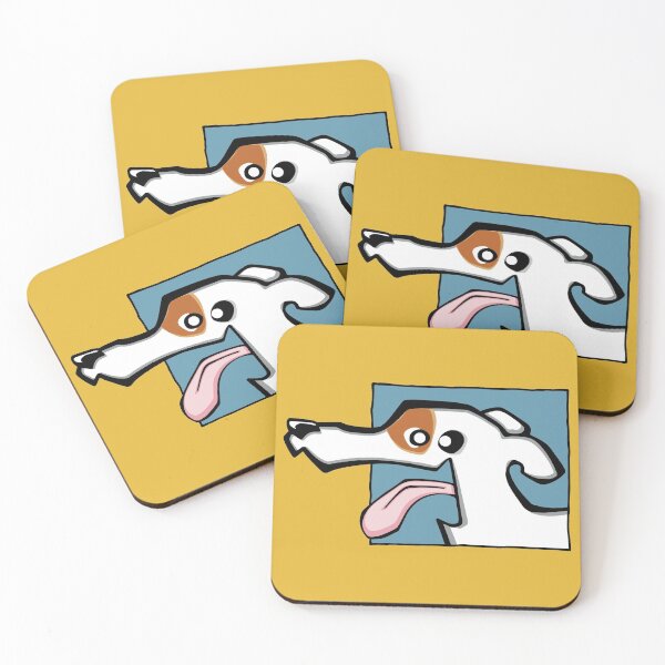 Item preview, Greyhound - White and Fawn (Face) YELLOW BG designed and sold by TheChicken.