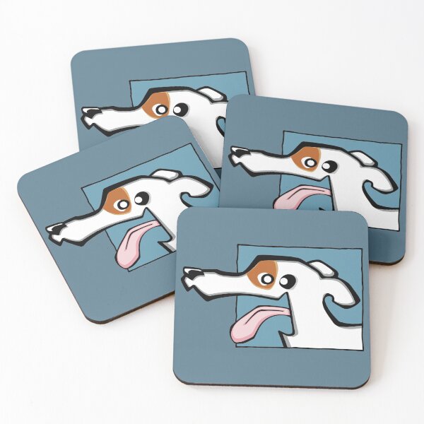 Item preview, Greyhound - White and Fawn (Face) BLUE BG designed and sold by TheChicken.