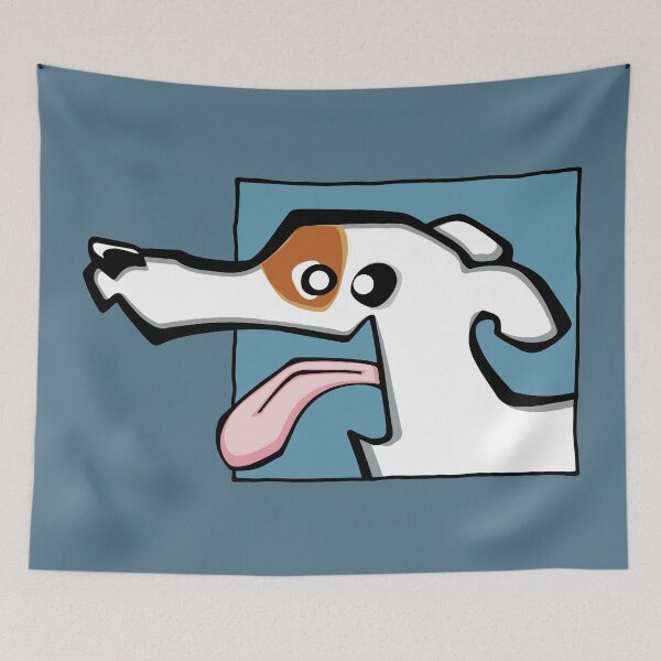 Item preview, Greyhound - White and Fawn (Face) BLUE BG designed and sold by TheChicken.